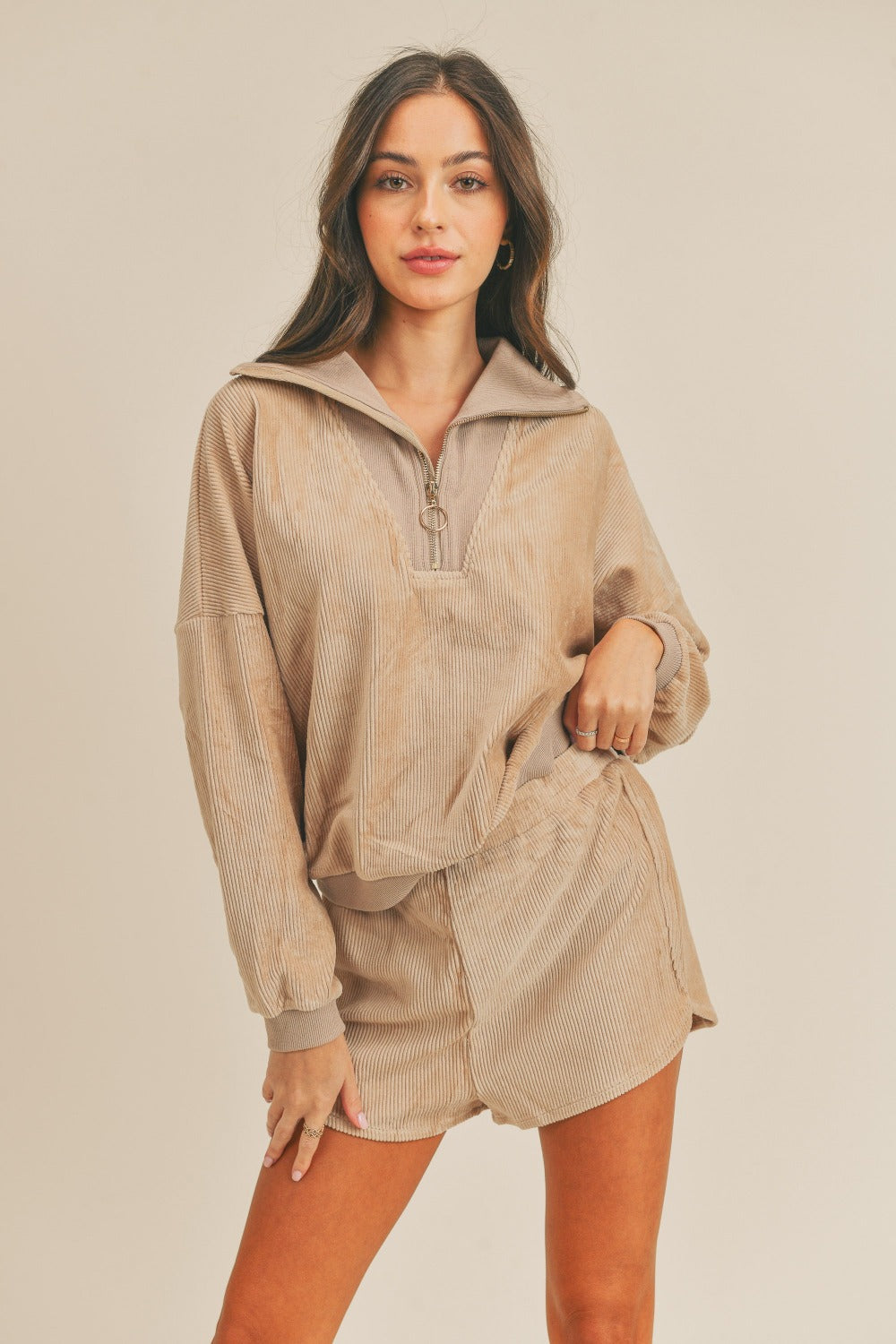 MABLE Corduroy Half Zip Top and Shorts Set MABLE Corduroy Half Zip Top and Shorts Set