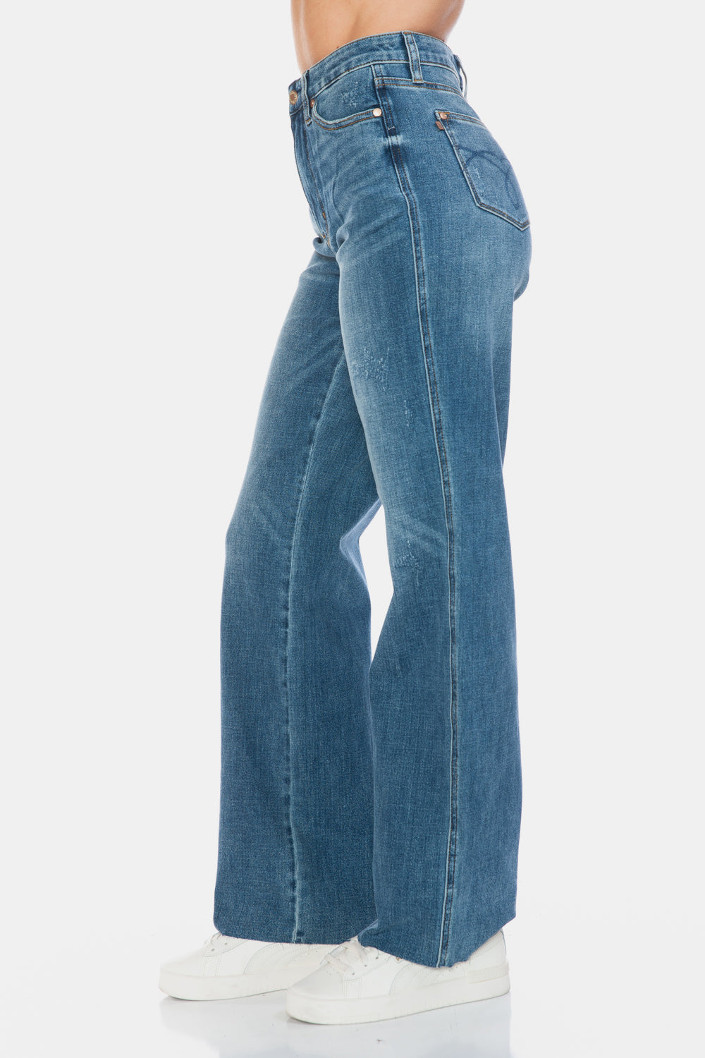 Judy Blue Full Size Tummy Control Cut Raw Hem Straight Jeans Judy Blue Full Size Tummy Control Cut Raw Hem Straight Jeans - TopFashionHQ