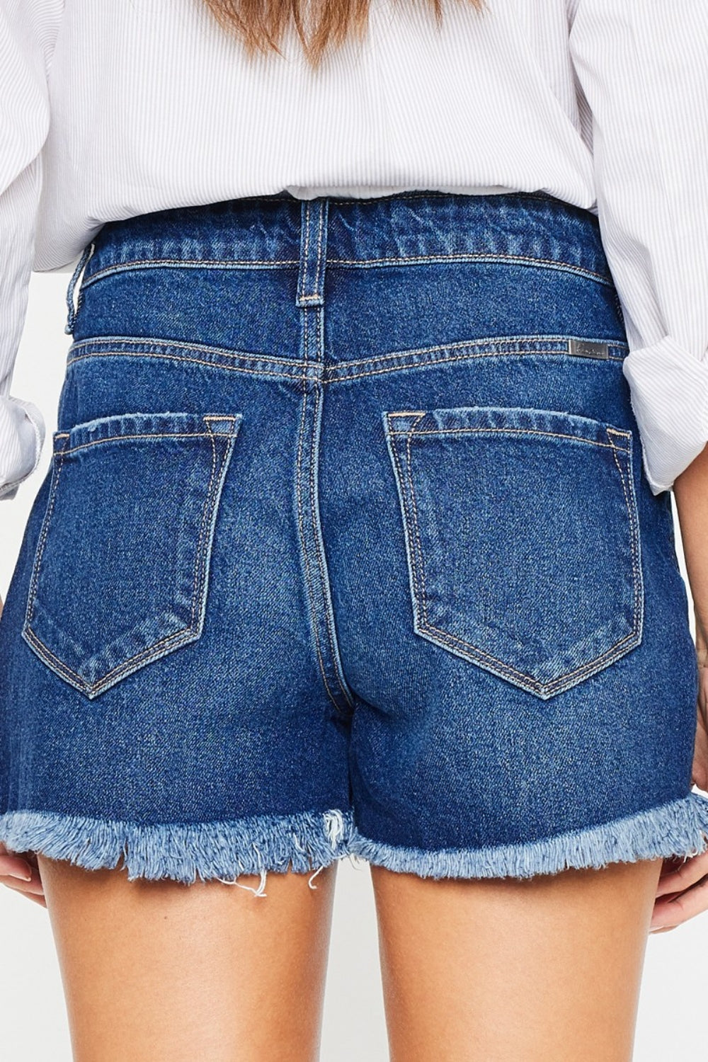 Kancan High Rise Frayed Hem Denim Shorts Kancan High Rise Frayed Hem Denim Shorts - TopFashionHQ
