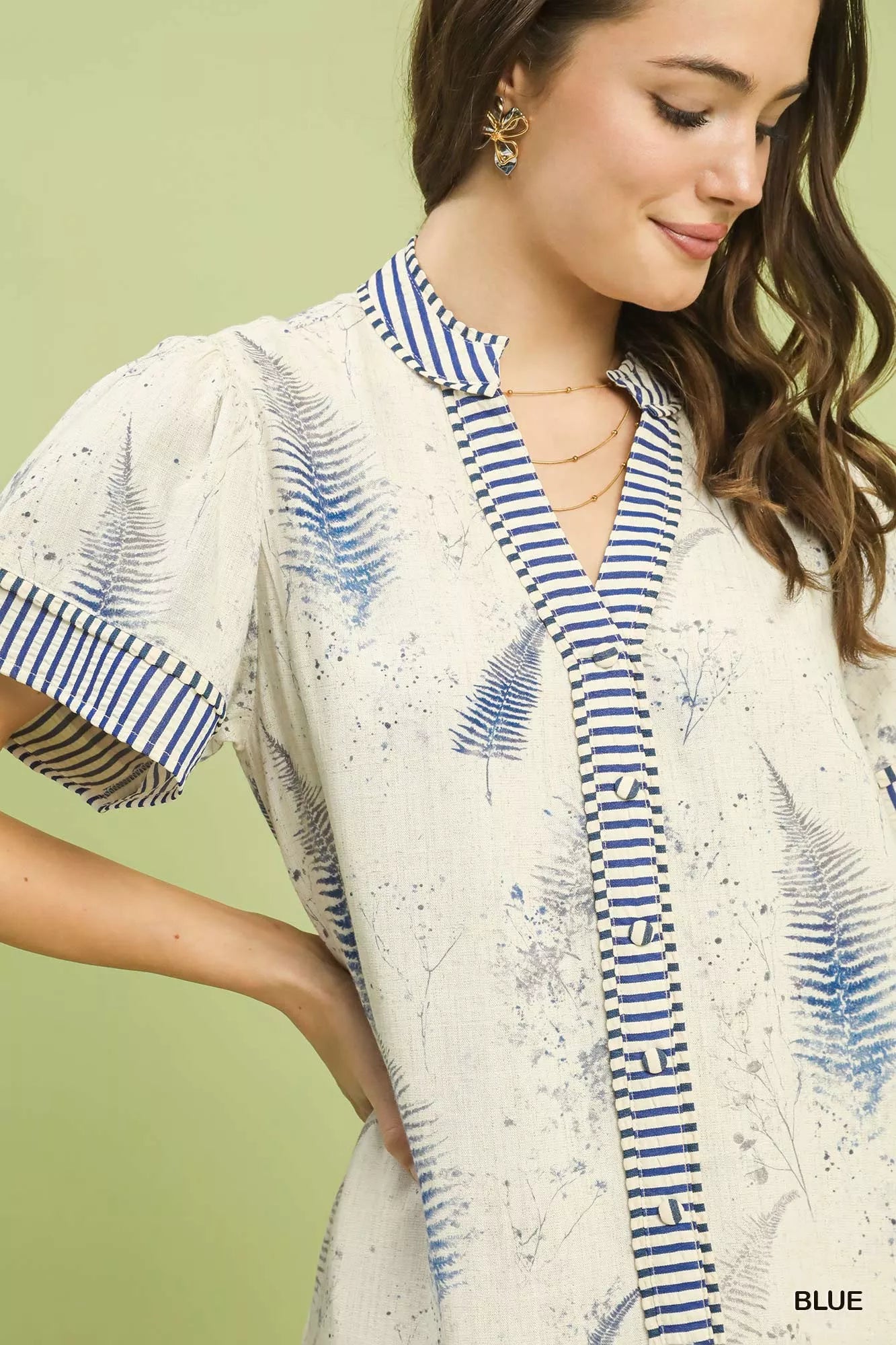 Umgee Linen Printed Button-Front Tiered Mini Dress db28832b-a6ee-4bee-8cfc-9e6be97b3caf-Max-Origin