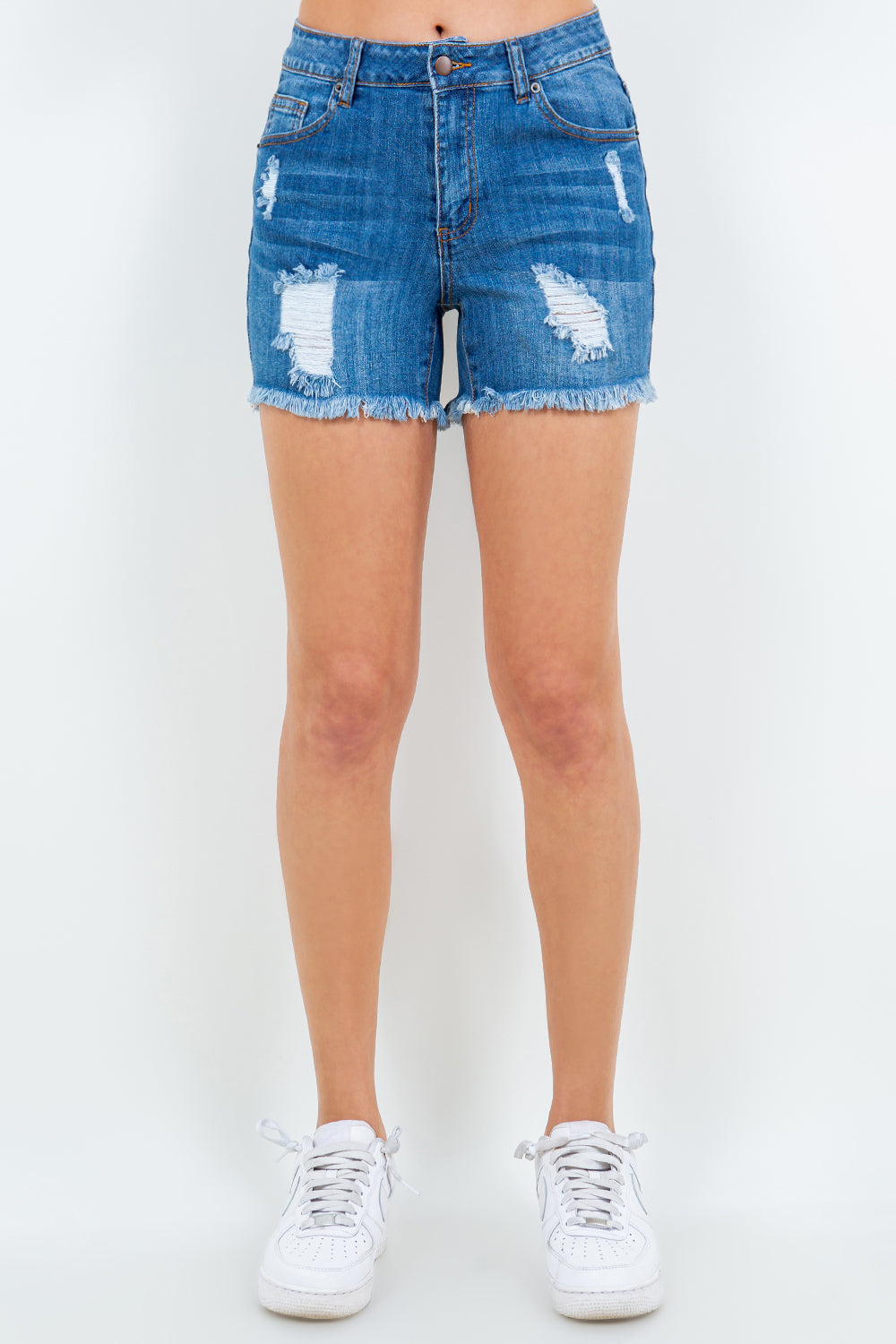 American Bazi High Waist Distressed Frayed Denim Shorts American Bazi High Waist Distressed Frayed Denim Shorts - TopFashionHQ