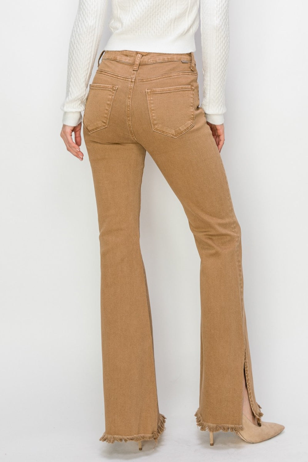 RISEN Bailey Full Size High Waist Side Slit Flare Jeans RISEN Bailey Full Size High Waist Side Slit Flare Jeans - TopFashionHQ