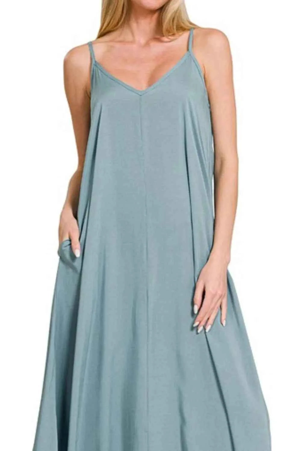 Zenana Woven Arc Hem Cami Dress With Flowy Pockets Zenana Woven Arc Hem Cami Dress With Flowy Pockets