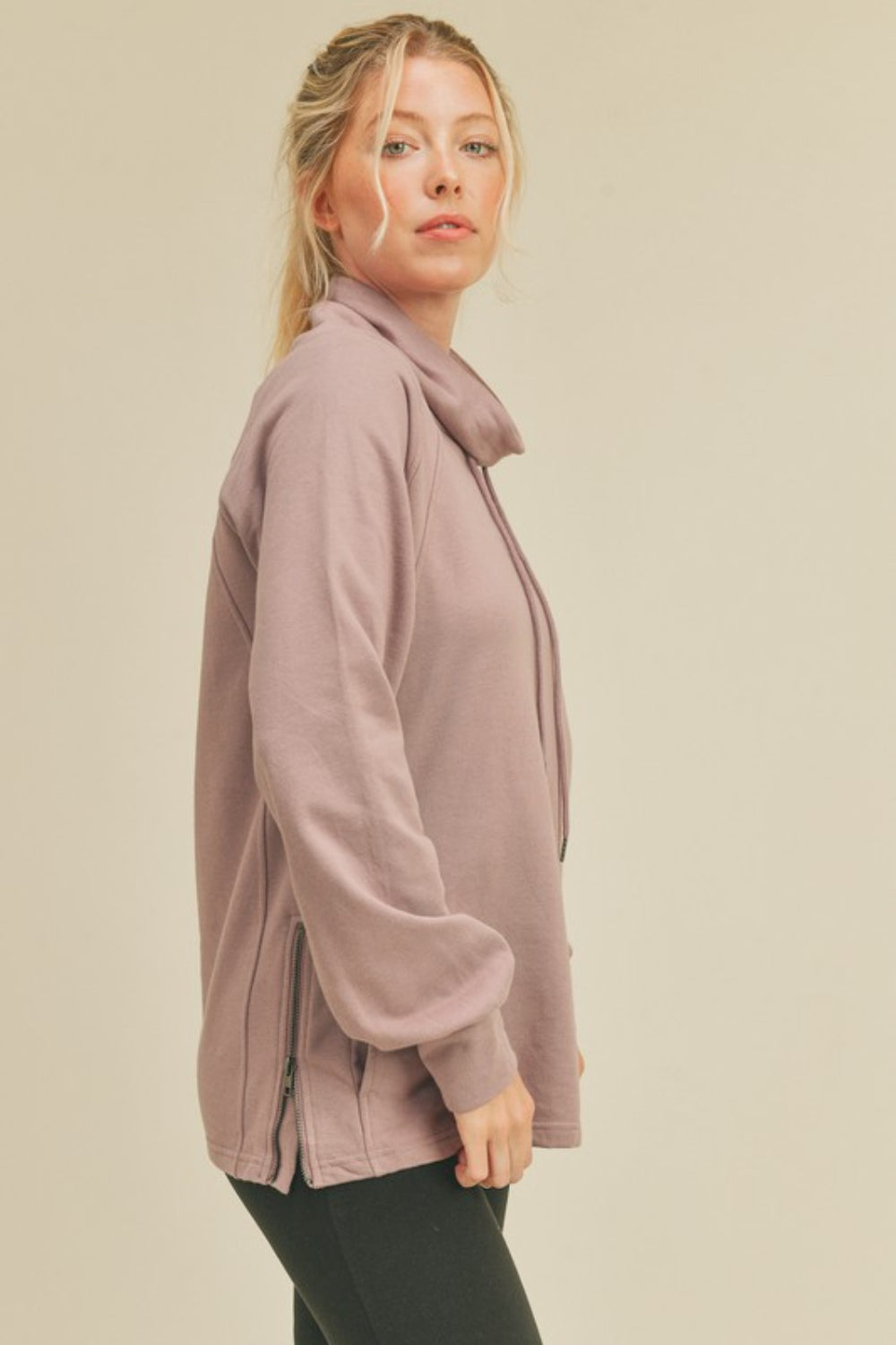 Kimberly C Drawstring Side Zip Sweatshirt Kimberly C Drawstring Side Zip Sweatshirt - TopFashionHQ