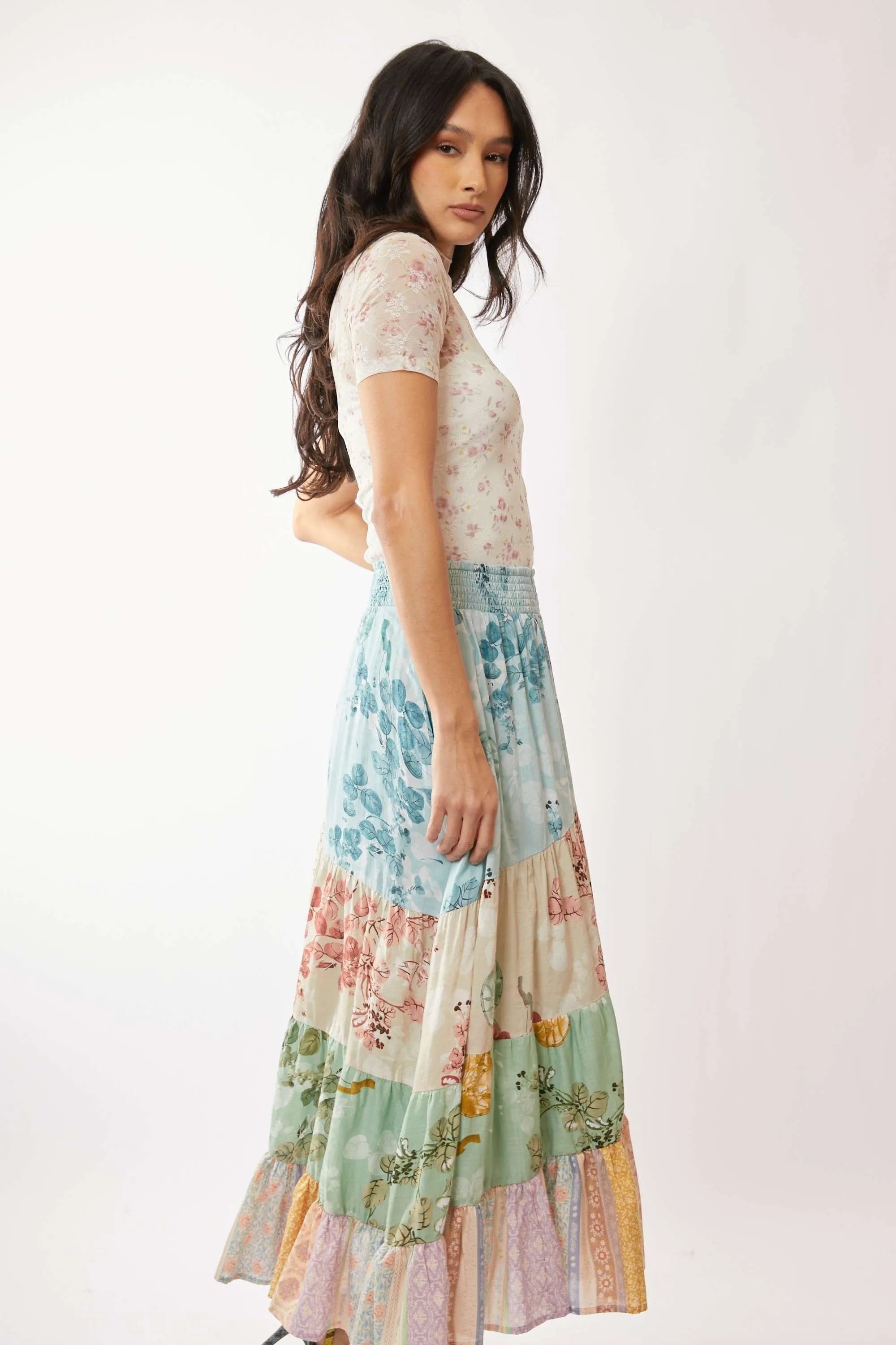 Davi & Dani Floral Mesh Mock Neck Short Sleeve Top dc8d1bf98b7147eca837b7a68ee88c52-Max-Origin