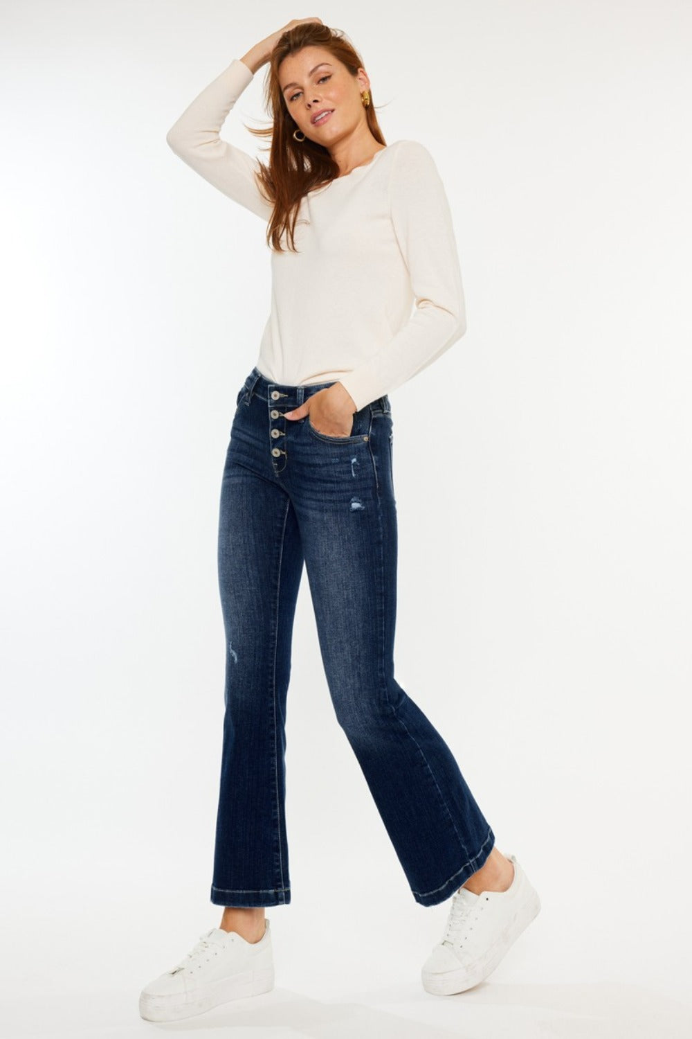 Kancan Mid Rise Button Fly Flare Jeans Kancan Mid Rise Button Fly Flare Jeans