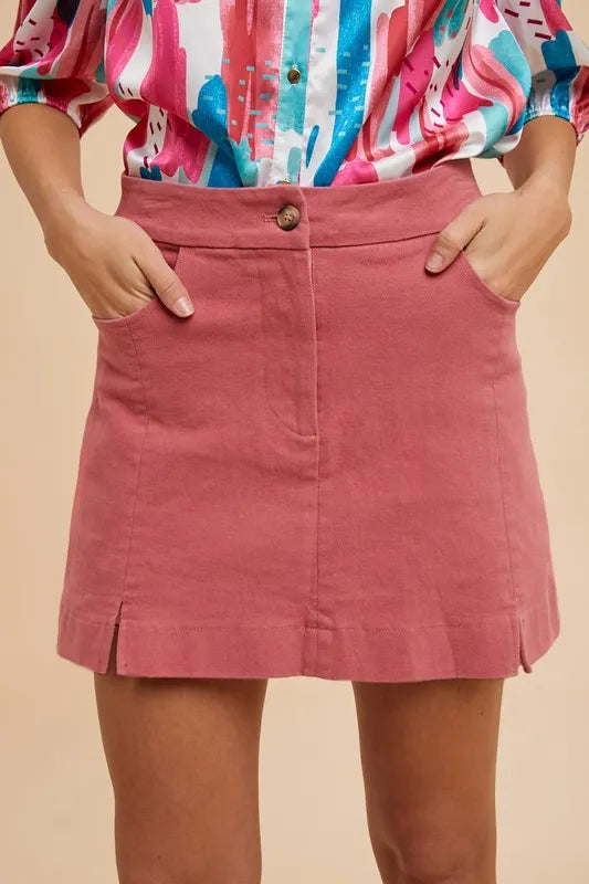 Annie Wear Comfort Stretch Cotton Slit Detailed Mini Skirt dc94d599beca48c28b882261e45a6160-Max-Origin