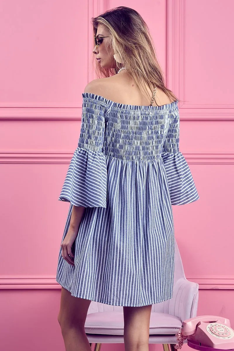 BiBi Smocked Off Shoulder Striped Dress dcf120d7edb94ef4b45622528260543e-Max-Origin
