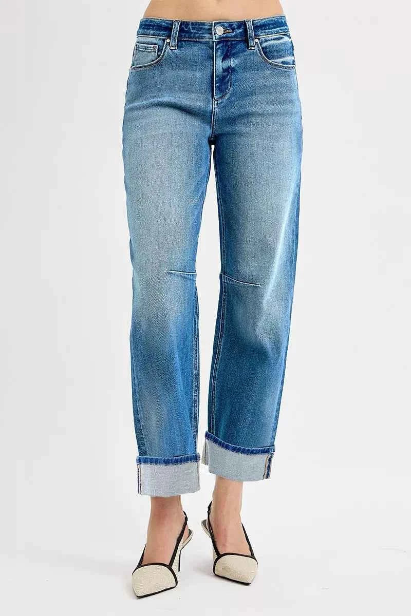 RISEN Slouchy Crop Barrel Cuffed Jeans RISEN Slouchy Crop Barrel Cuffed Jeans