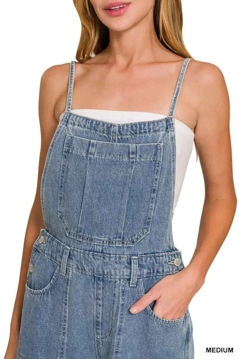 Zenana Denim Medium Washed Wide Leg Overalls Zenana Denim Medium Washed Wide Leg Overalls
