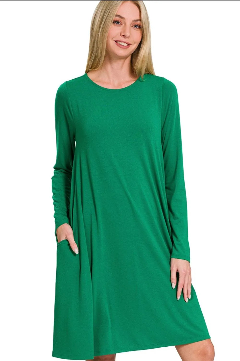 Zenana Long Sleeve Flare Dress With Pockets dd531eef-b59c-4201-ba09-05ebd594e47f-Max-Origin
