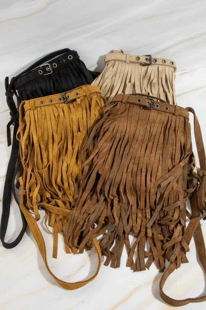 Fame Long Fringe Bucket Shoulder Bag Fame Long Fringe Bucket Shoulder Bag