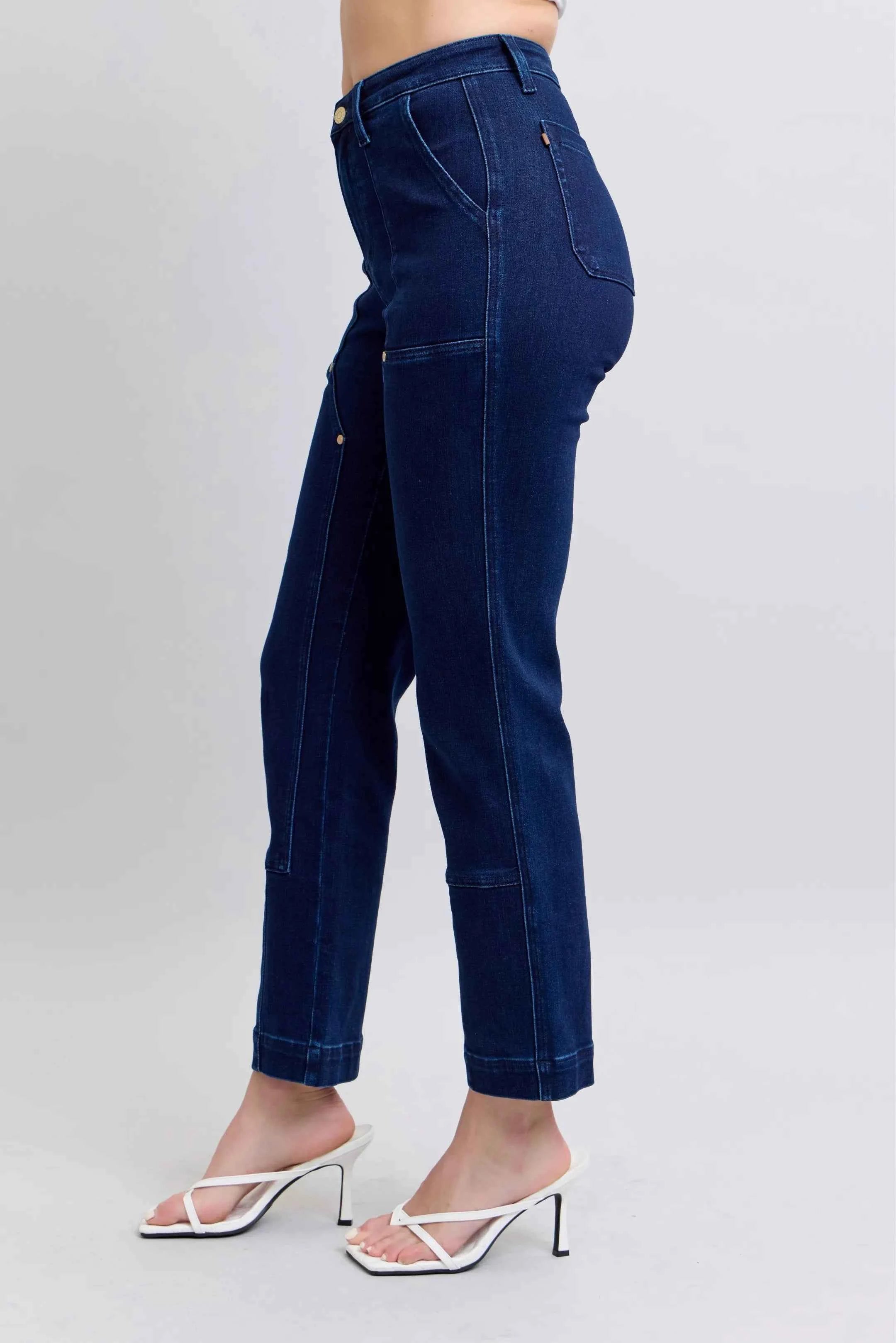 Judy Blue Full Size Hw Work Wear Knee Patch Straight Jeans Plus Size Judy Blue Full Size Hw Work Wear Knee Patch Straight Jeans Plus Size