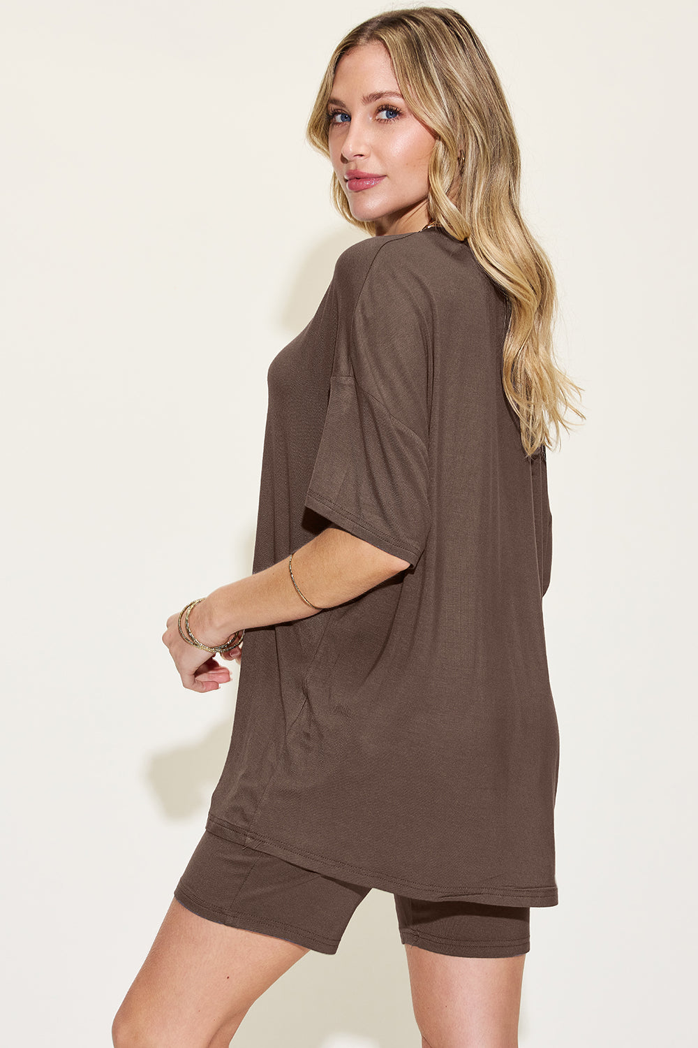 Basic Bae Full Size V-Neck Drop Shoulder T-Shirt and Shorts Set Basic Bae Full Size V-Neck Drop Shoulder T-Shirt and Shorts Set - TopFashionHQ