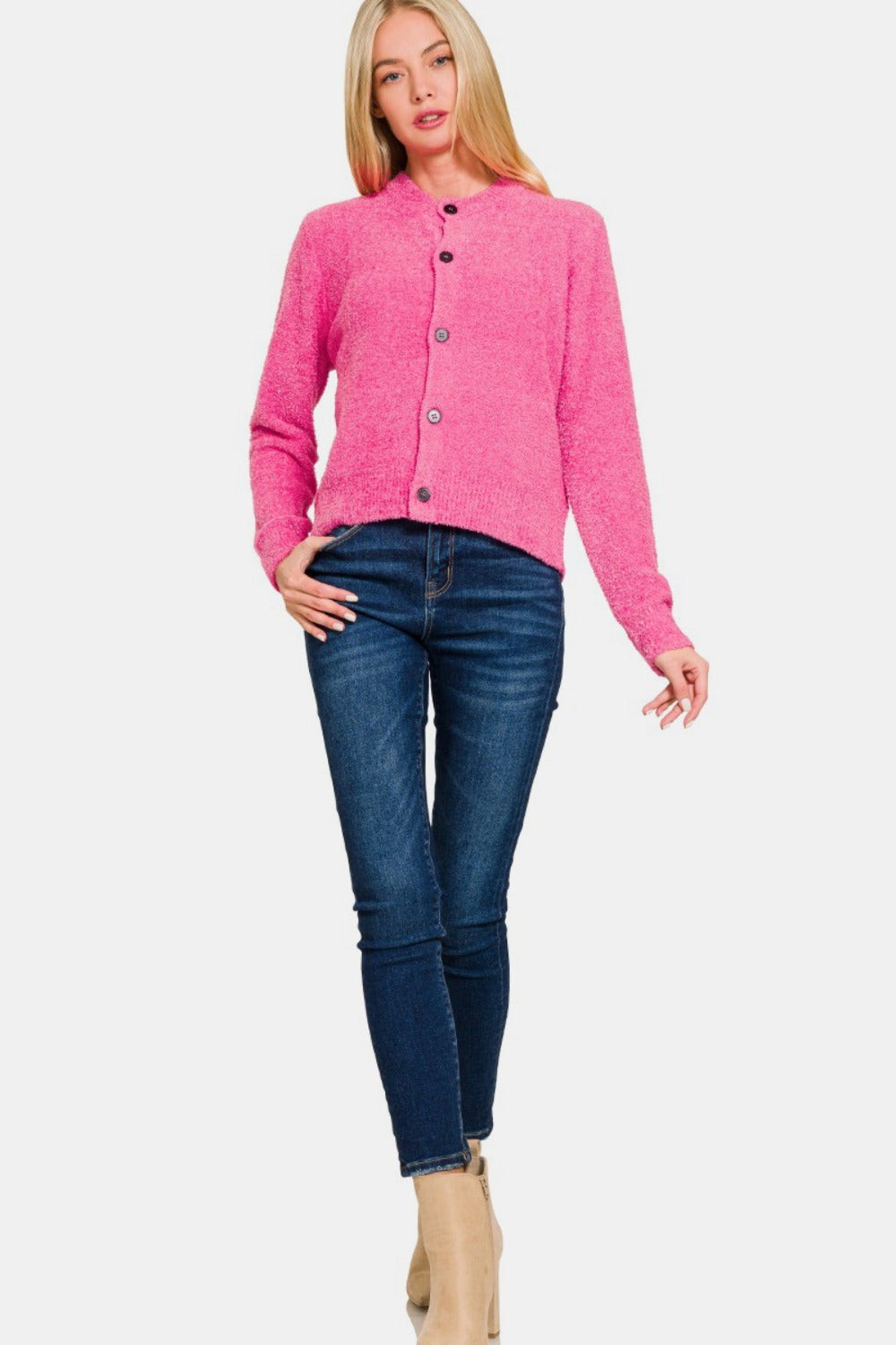 Zenana Button Down Long Sleeve Sweater Cardigan Zenana Button Down Long Sleeve Sweater Cardigan