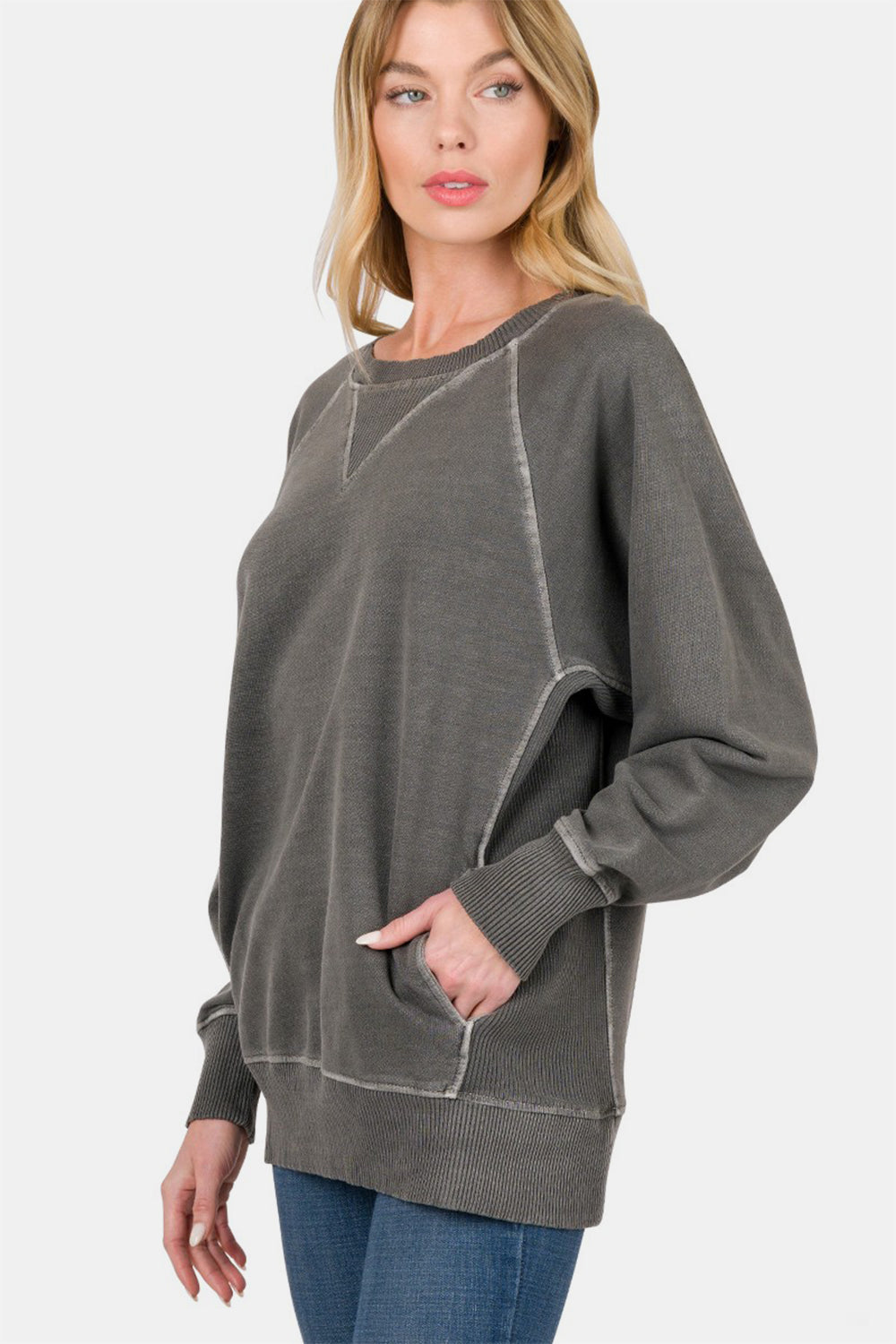 Zenana Round Neck Long Sleeve Sweatshirt Zenana Round Neck Long Sleeve Sweatshirt