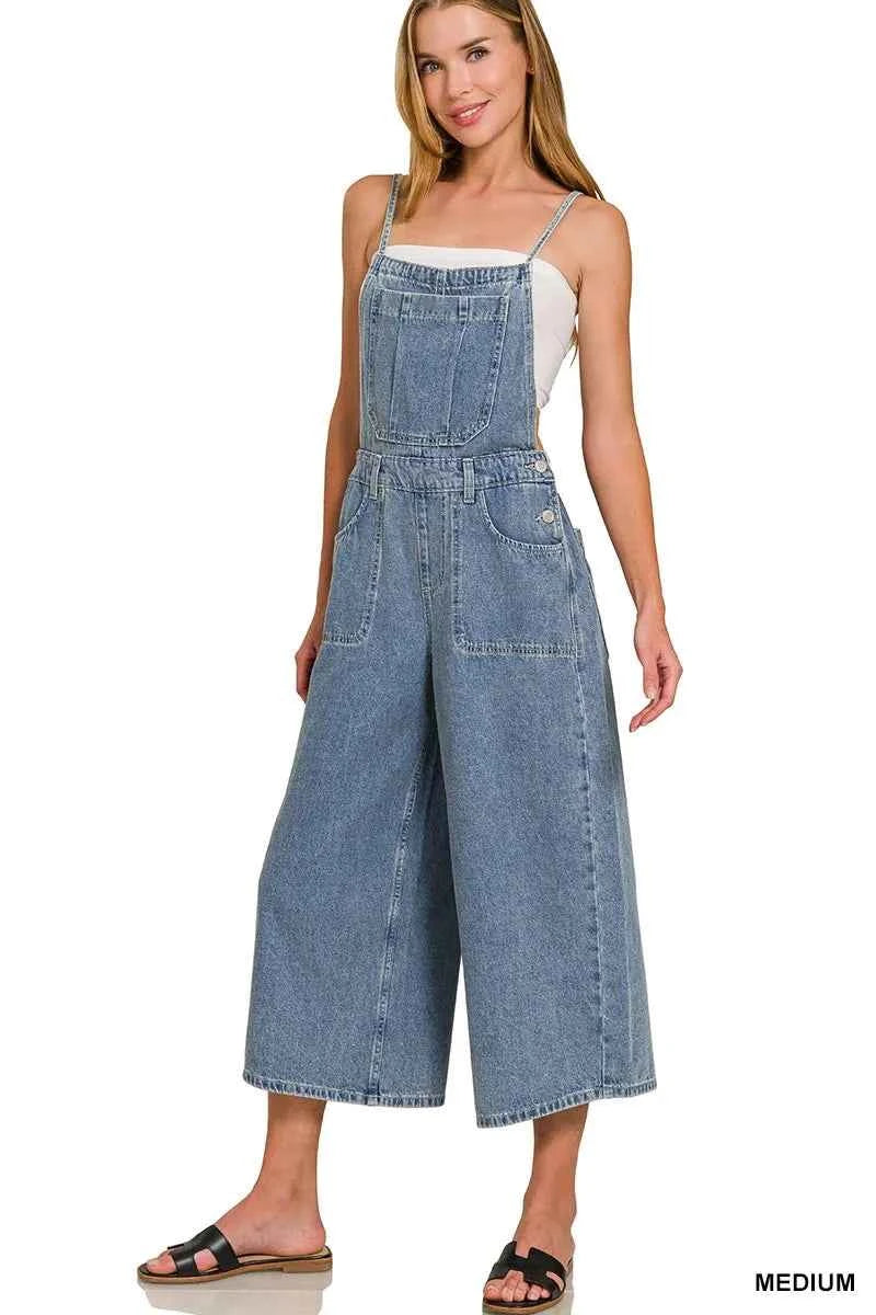 Zenana Denim Medium Washed Wide Leg Overalls Zenana Denim Medium Washed Wide Leg Overalls