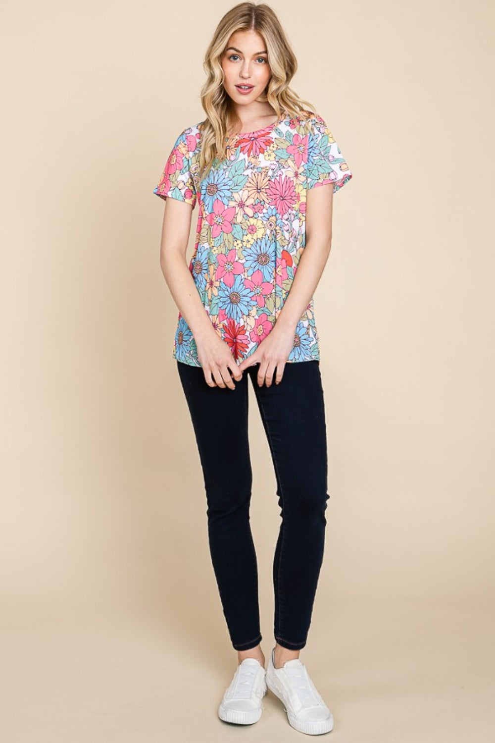 BOMBOM Floral Short Sleeve T-Shirt BOMBOM Floral Short Sleeve T-Shirt - TopFashionHQ