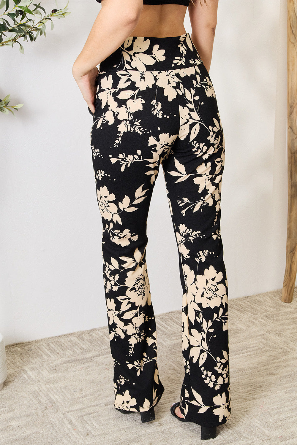 Heimish Full Size High Waist Floral Flare Pants Heimish Full Size High Waist Floral Flare Pants - TopFashionHQ