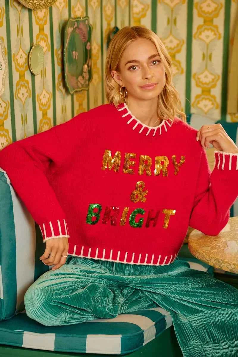 BiBi Christmas Theme Sequin Lattering Sweater BiBi Christmas Theme Sequin Lattering Sweater