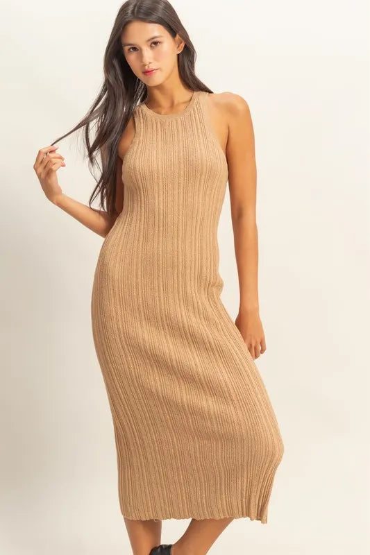 HYFVE Round Neck Bodycon Ribbed Knit Dress e02c4459161242ccb9379283937de81e-Max-Origin