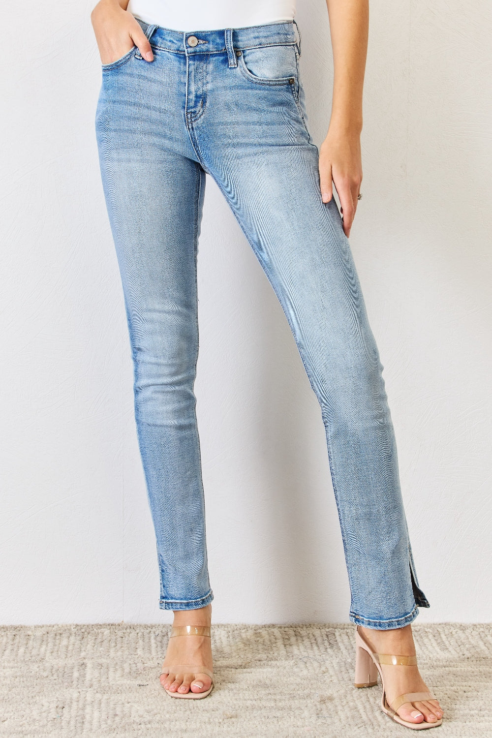 Kancan Full Size Mid Rise Y2K Slit Bootcut Jeans Kancan Full Size Mid Rise Y2K Slit Bootcut Jeans - TopFashionHQ