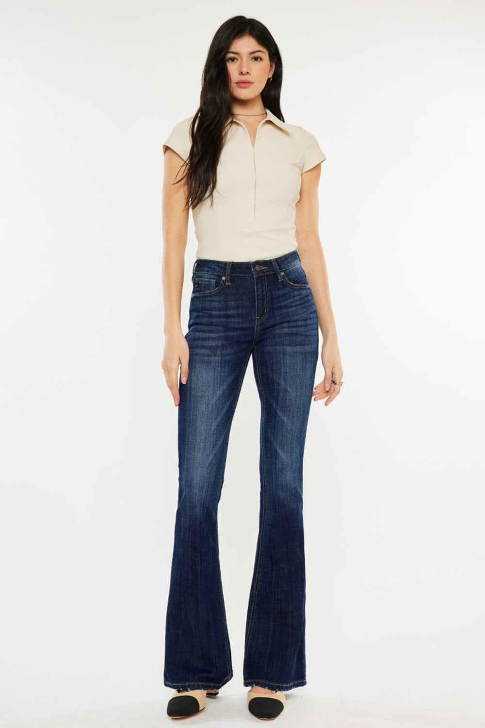 Kancan Full Size Mid Rise Slim Flare Jeans Kancan Full Size Mid Rise Slim Flare Jeans - TopFashionHQ