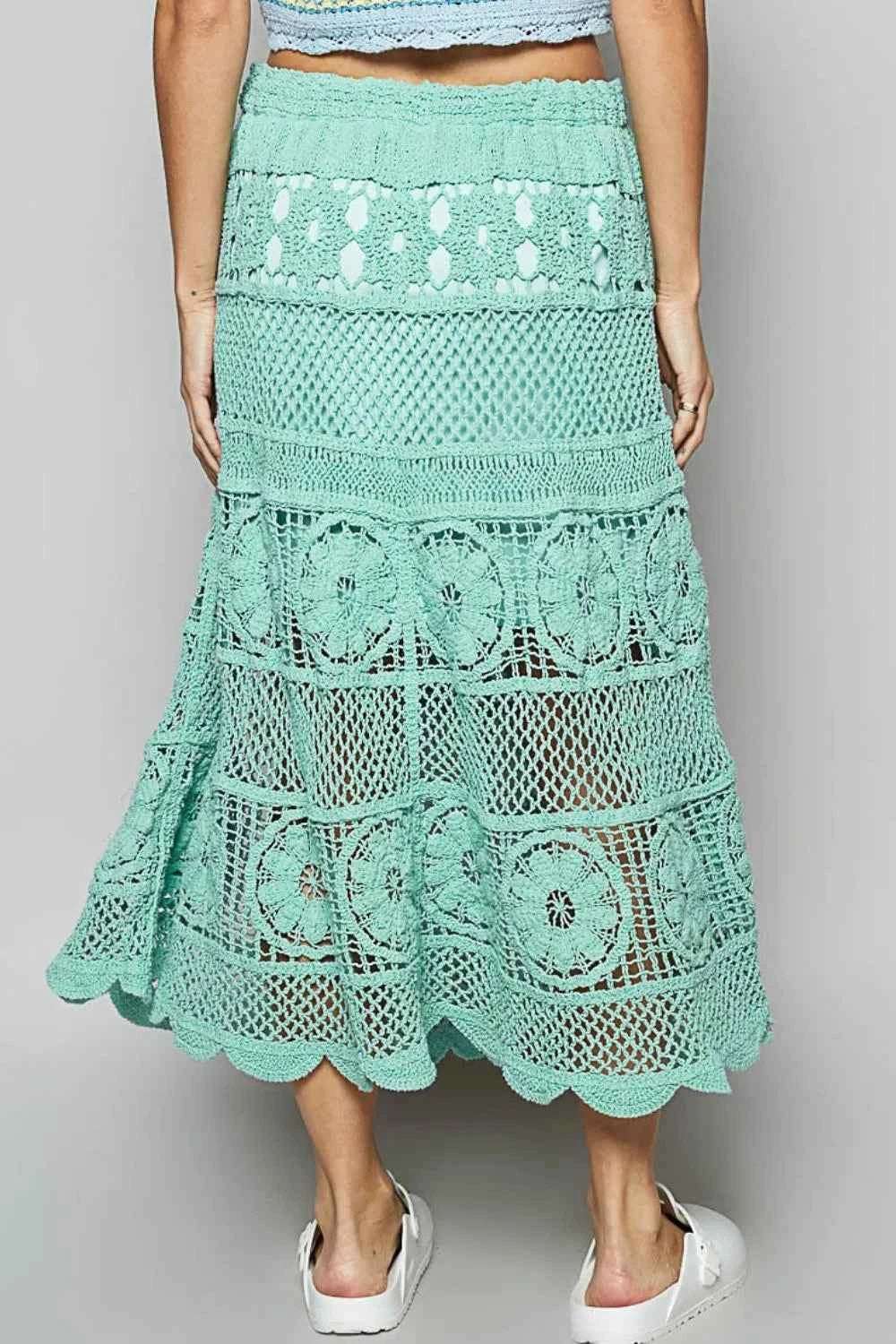 POL Lace Tiered Midi Skirt POL Lace Tiered Midi Skirt
