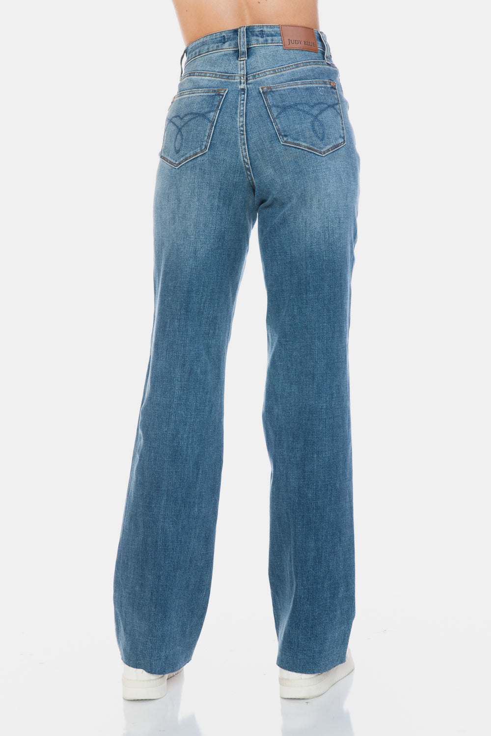 Judy Blue Full Size Tummy Control Cut Raw Hem Straight Jeans Judy Blue Full Size Tummy Control Cut Raw Hem Straight Jeans - TopFashionHQ