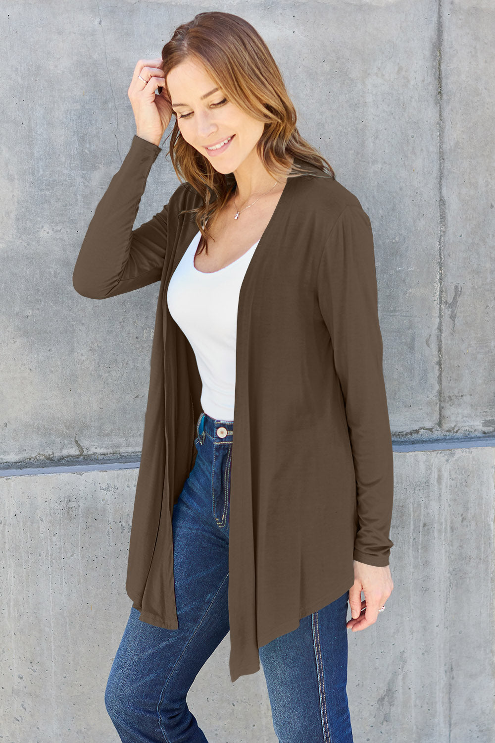 Basic Bae Full Size Open Front Long Sleeve Cardigan Basic Bae Full Size Open Front Long Sleeve Cardigan - TopFashionHQ