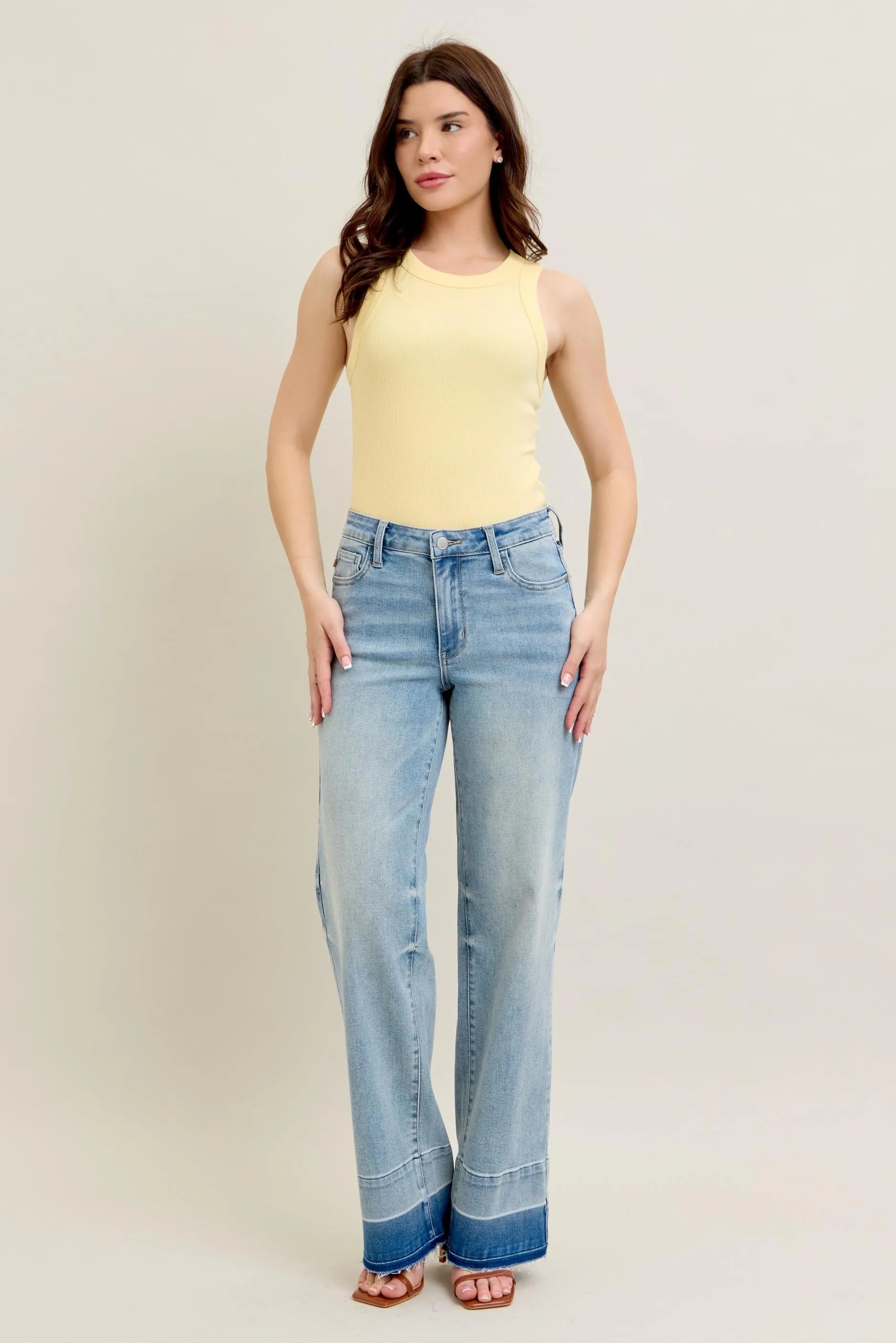 Judy Blue Full Size Mr Release Hem Wide Leg Jeans Plus Size e241a16cf6494f0b9235d63e8223f53f-Max-Origin