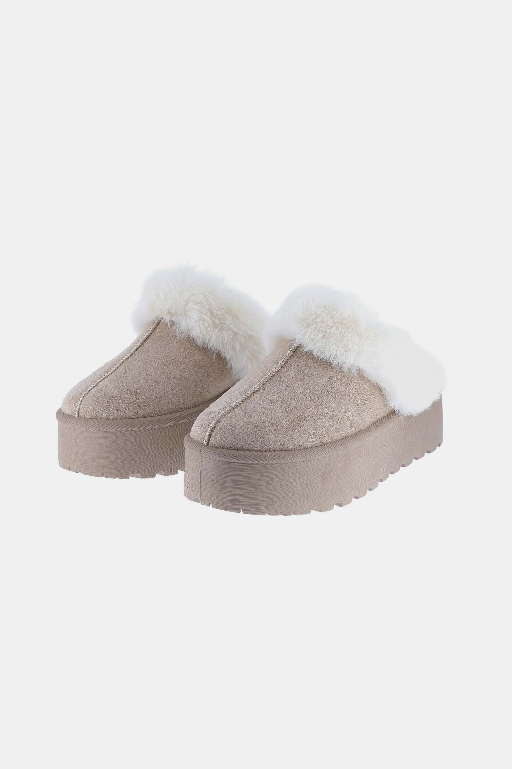 Weeboo Thick Bottom Fur Trim Snow Slippers Weeboo Thick Bottom Fur Trim Snow Slippers