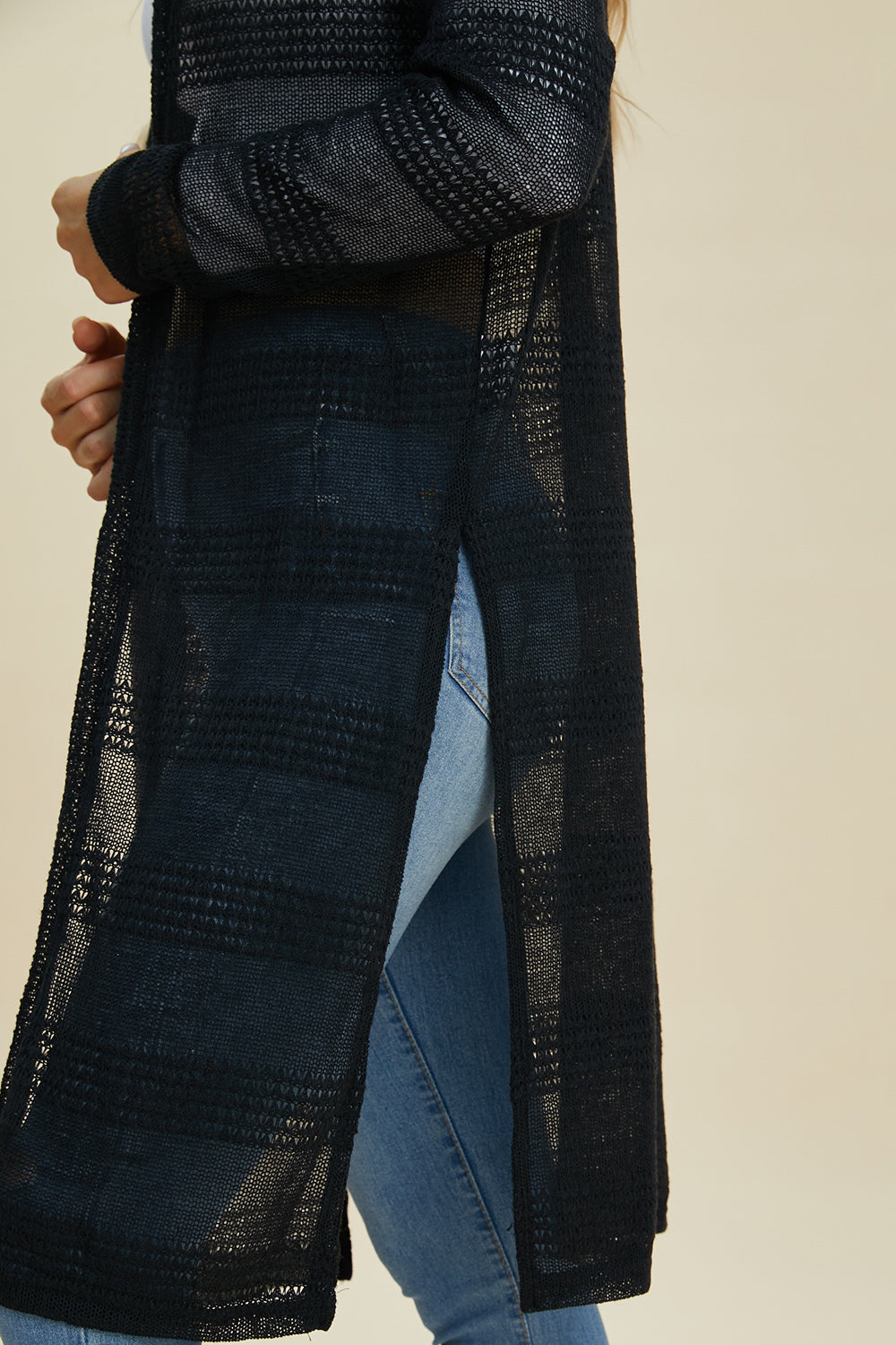 Double Take Full Size Open Front Longline Cardigan Double Take Full Size Open Front Longline Cardigan