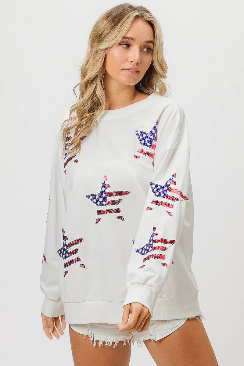 BiBi American Flag Sequin Star Sweatshirt e3d24678742040448b21ec6ad3777b23-Max-Origin