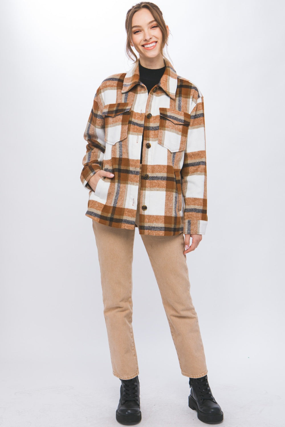 Love Tree Plaid Button Up Shacket Love Tree Plaid Button Up Shacket