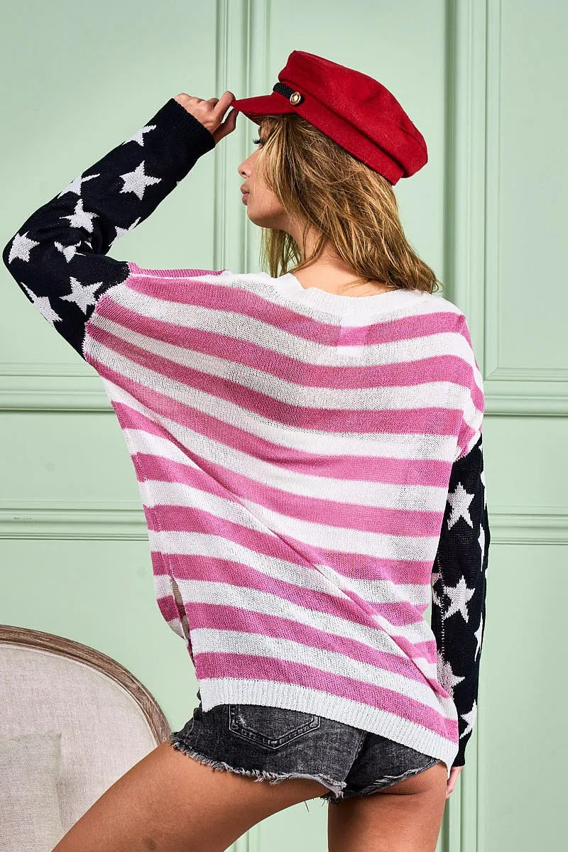 BiBi American Flag Low Gauge Knit Top e43962f01760409d91fb5e2e5e12b19c-Max-Origin
