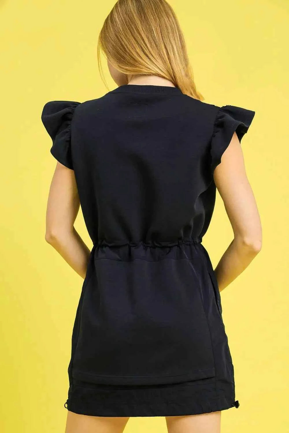Umgee Luxe knit Ruffle Sleeve Drawstring Mini Dress Umgee Luxe knit Ruffle Sleeve Drawstring Mini Dress