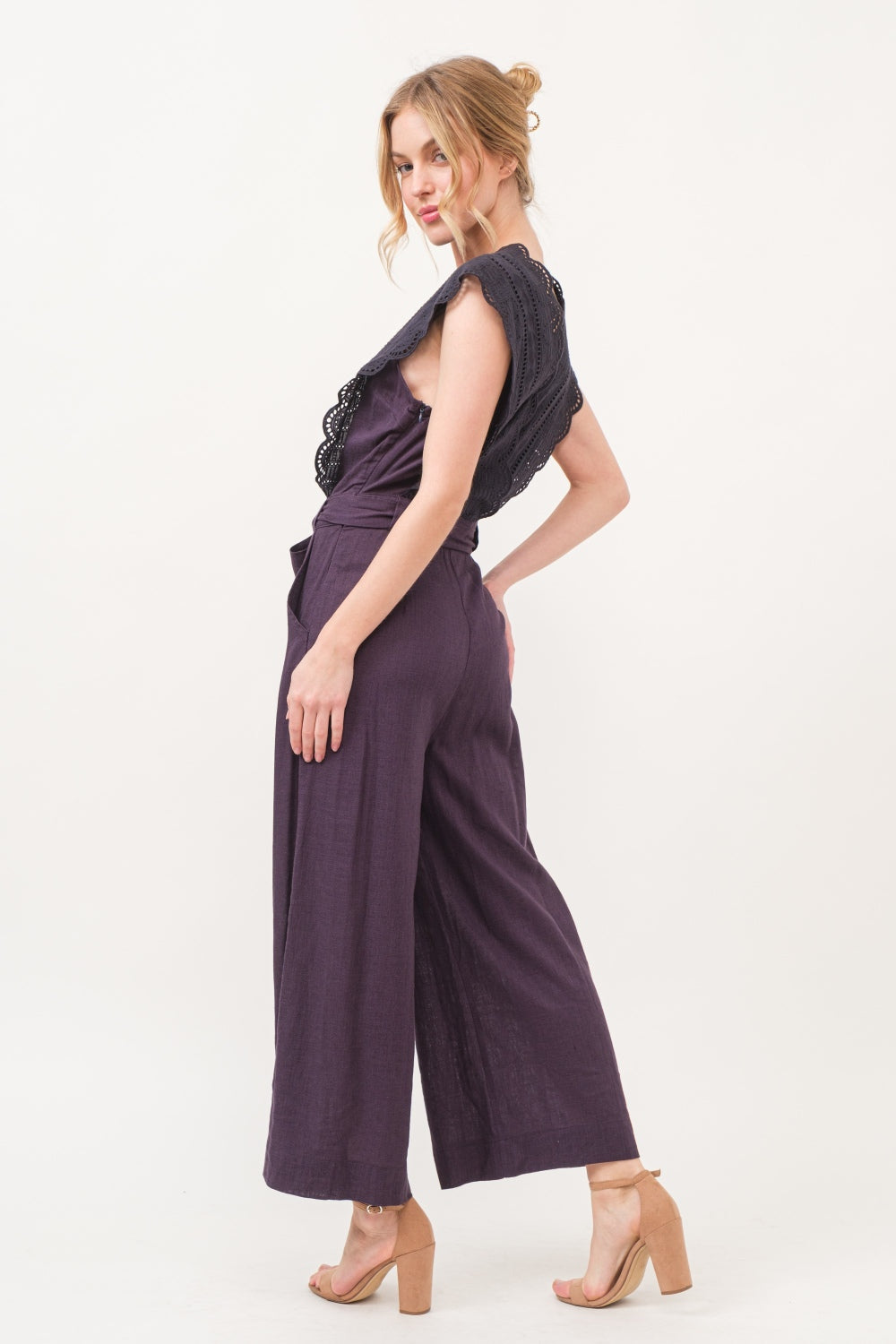 And The Why Laced Surplice Tie Waist Jumpsuit And The Why Laced Surplice Tie Waist Jumpsuit - TopFashionHQ