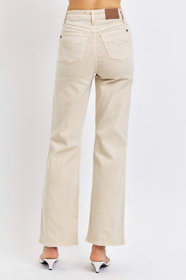 Judy Blue Full Size High Waist Distressed Wide Leg Jeans - TopFashionHQ