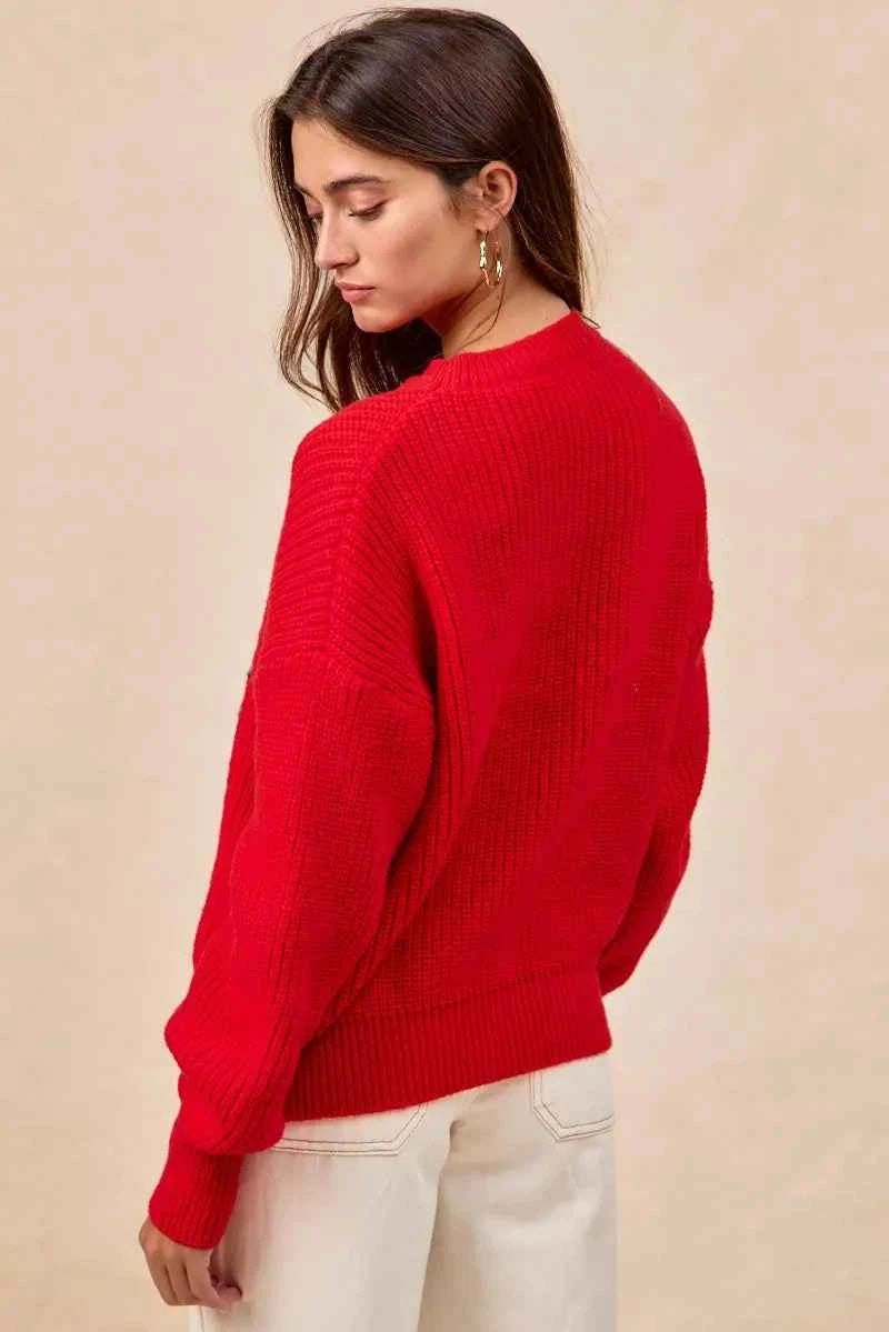 BiBi Christmas Wreath Merry Letter Knit Top BiBi Christmas Wreath Merry Letter Knit Top