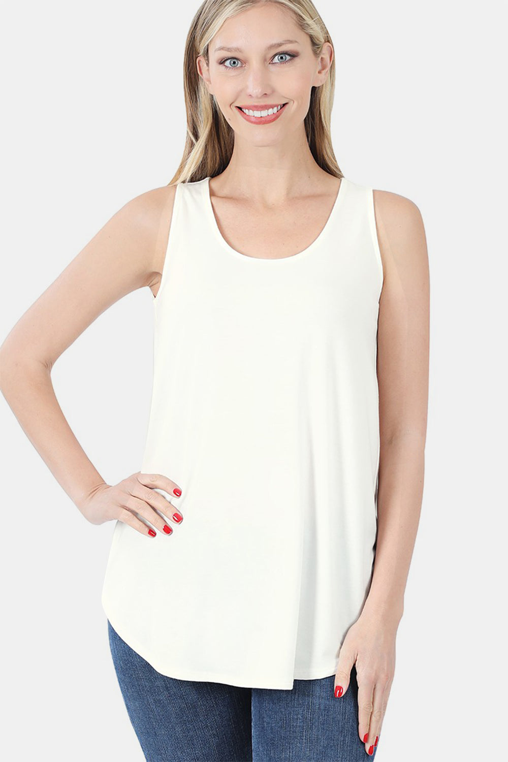 Zenana Round Neck Curved Hem Tank Zenana Round Neck Curved Hem Tank - TopFashionHQ