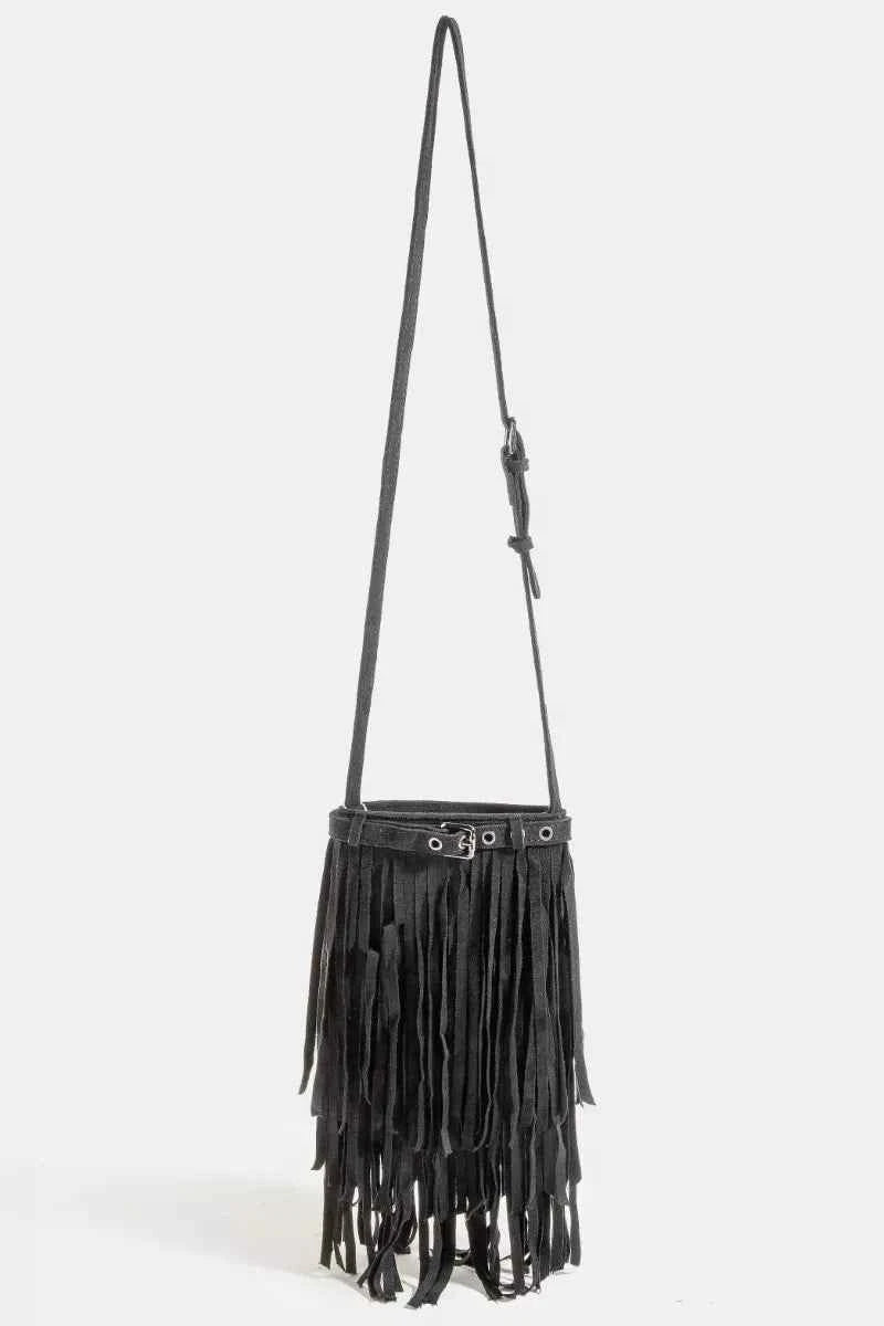 Fame Long Fringe Bucket Shoulder Bag Fame Long Fringe Bucket Shoulder Bag