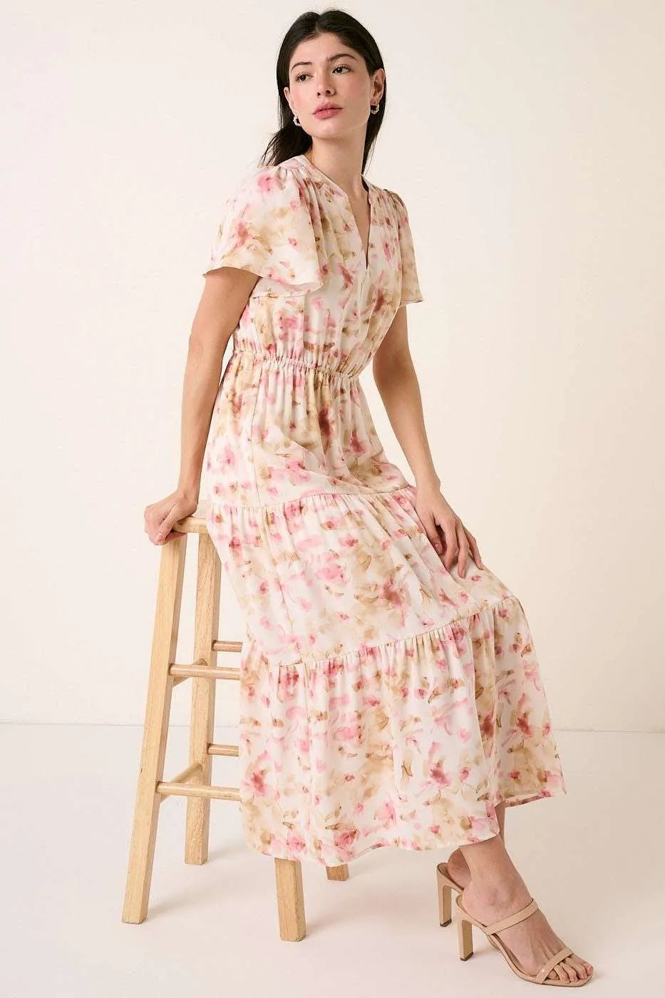 Mittoshop Flower Print Flutter Sleeve V Slit Maxi Dress e55b5acff22e4c6bb3411cd01f175c47-Max-Origin