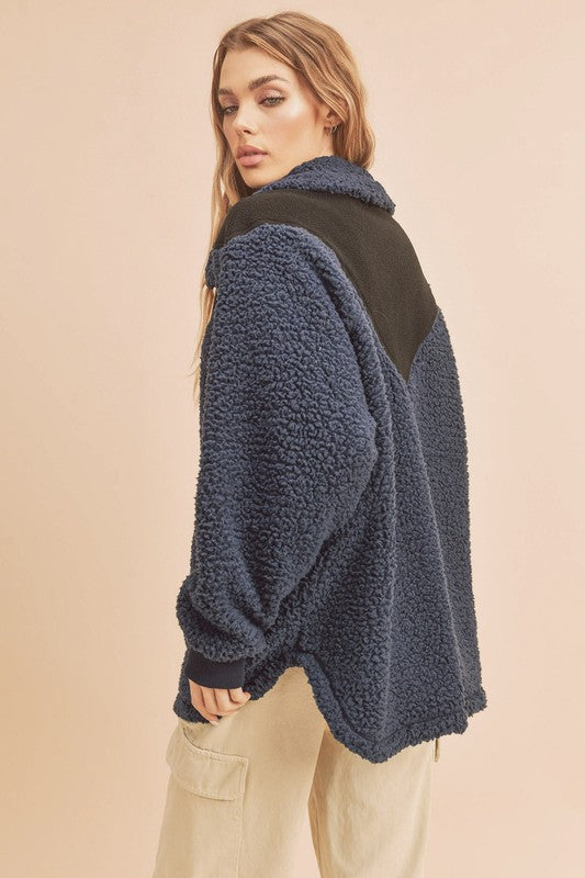 Aemi+Co Two Tone Half Zip Fleece Sweatshirt Aemi+Co Two Tone Half Zip Fleece Sweatshirt