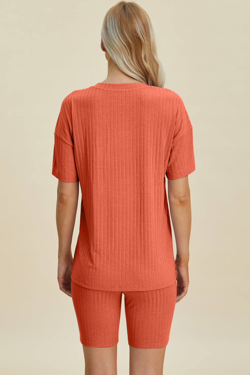 Basic Bae Full Size Ribbed V-Neck Short Sleeve Top and Shorts Set Basic Bae Full Size Ribbed V-Neck Short Sleeve Top and Shorts Set
