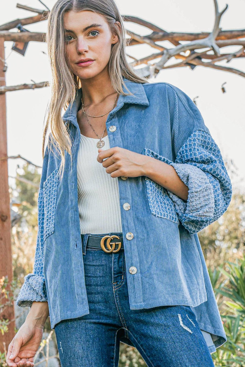 And The Why Button Down Corduroy Contrast Texture Long Sleeve Shacket And The Why Button Down Corduroy Contrast Texture Long Sleeve Shacket