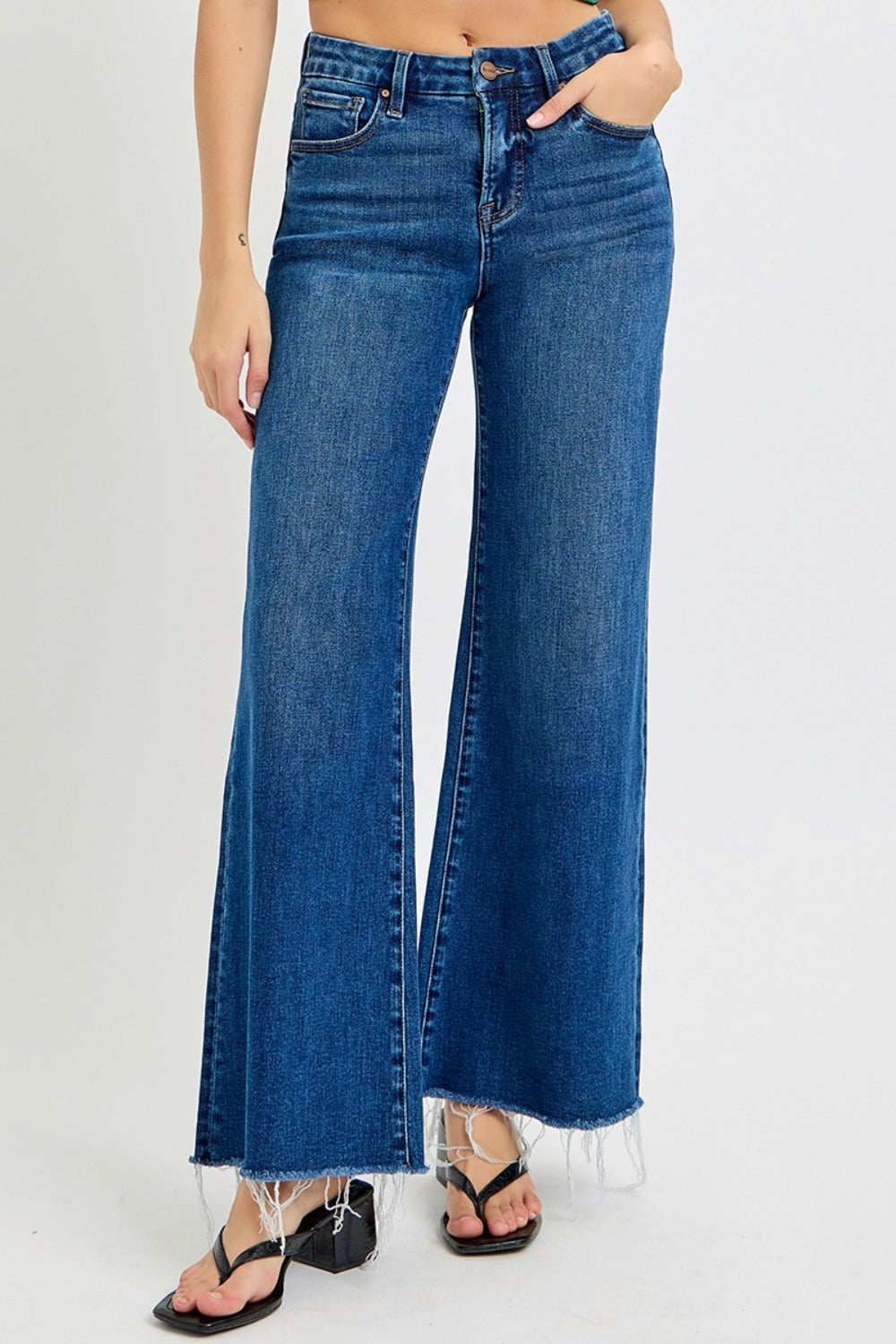 RISEN Tummy Control High Rise Wide Leg Jeans RISEN Tummy Control High Rise Wide Leg Jeans - TopFashionHQ