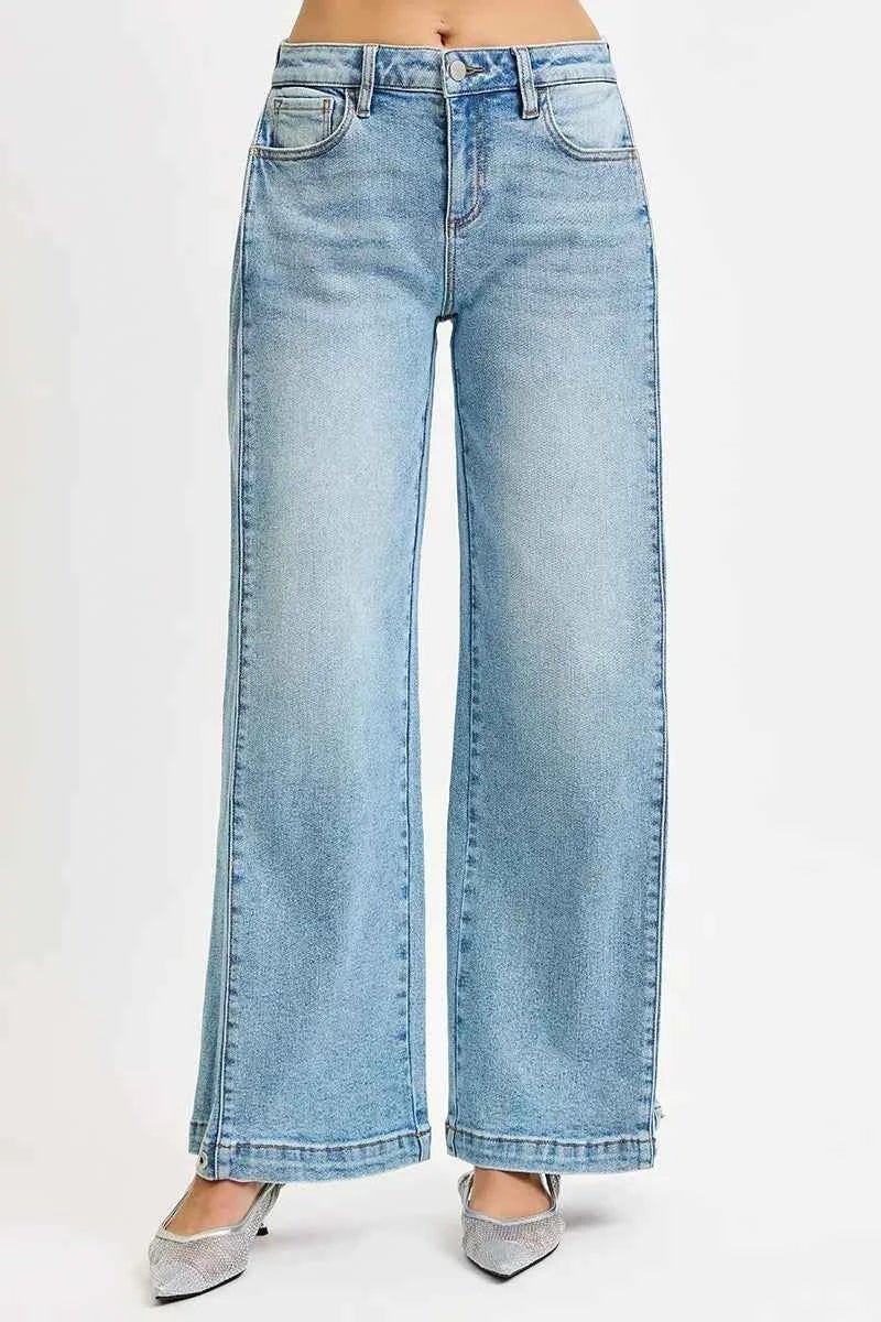 RISEN Mid Rise Wide Barrel Transferable Leg Snap Jeans RISEN Mid Rise Wide Barrel Transferable Leg Snap Jeans