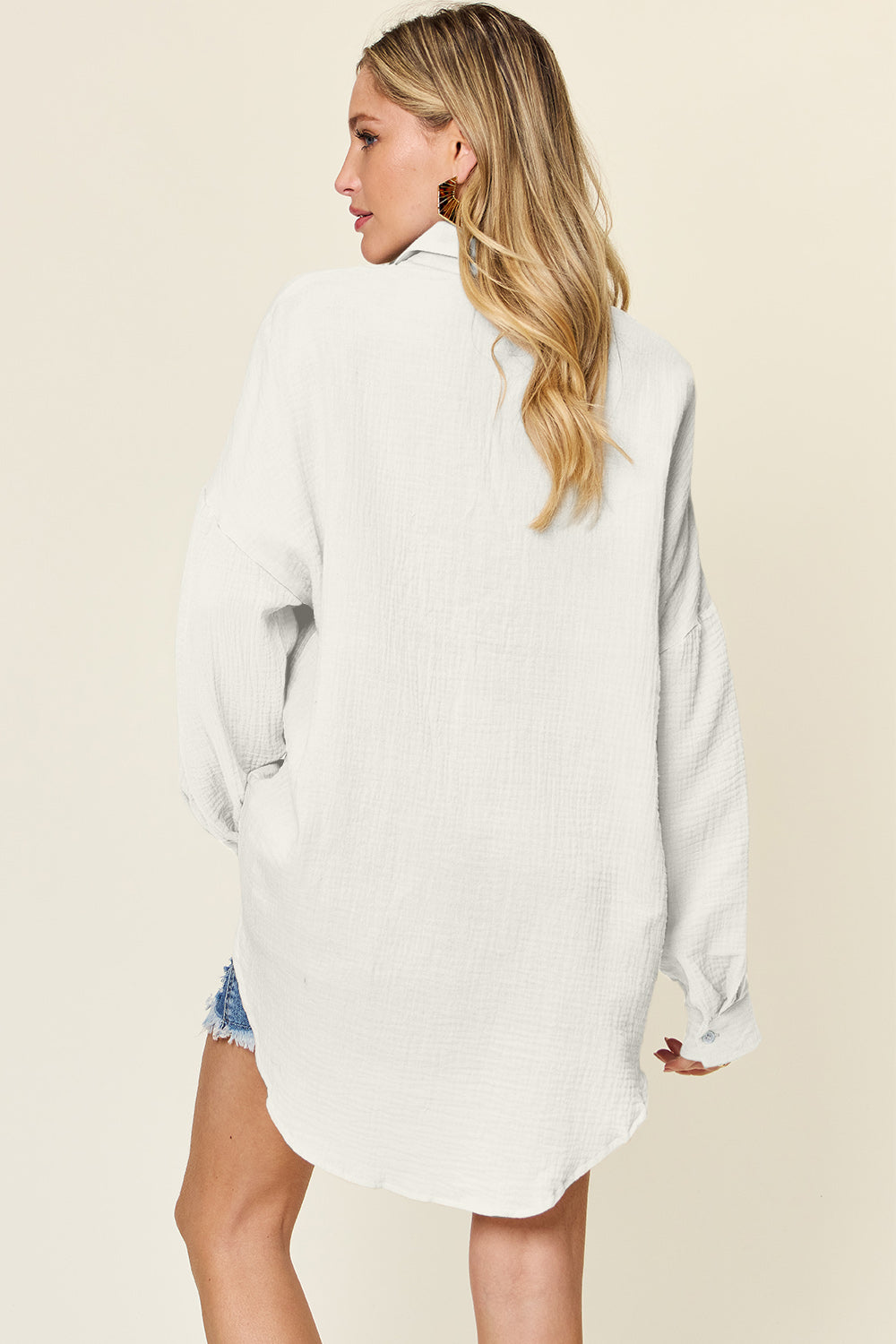 Double Take Full Size Pocketed Texture Button Up Shirt Double Take Full Size Pocketed Texture Button Up Shirt