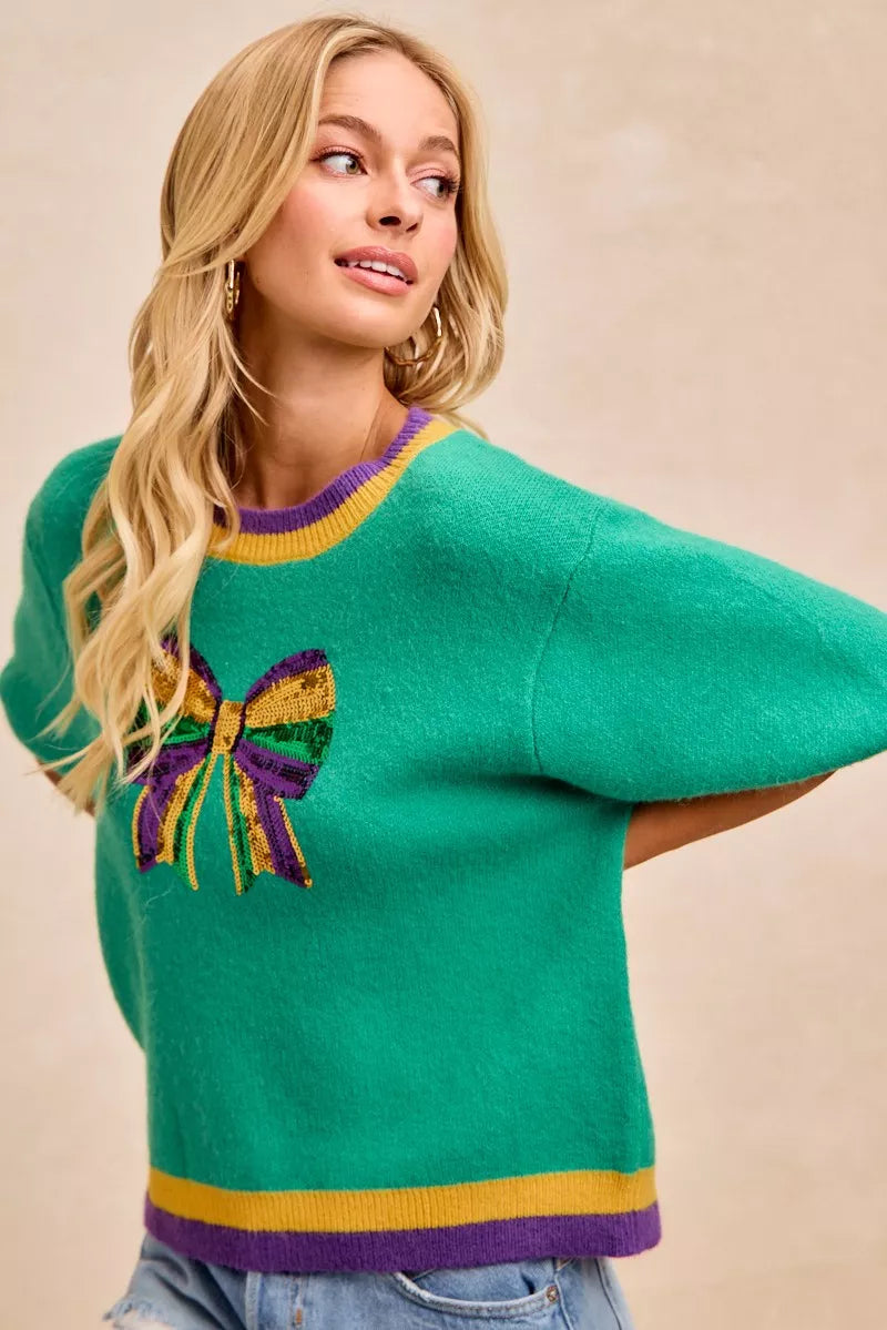BiBi Mardi Gras Sequin Ribbon Patched Sweater e700f8ea079d4b48bb74519ad6eeacd6-Max-Origin